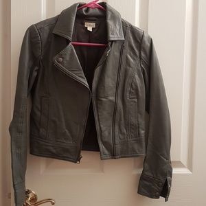 Gray genuine leather jacket